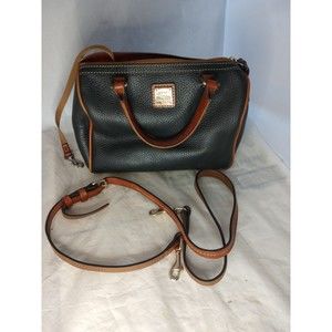 Dooney Bourke Purse Black Leather Brown Trim